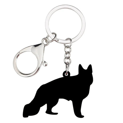 Bonsny Acrylic German Shepherd Dog Key Chain Keychain Ring Fashion Animal Jewelry For Women Girls Pet Lovers Car Bag Charms Gift (Copie) (Copie)