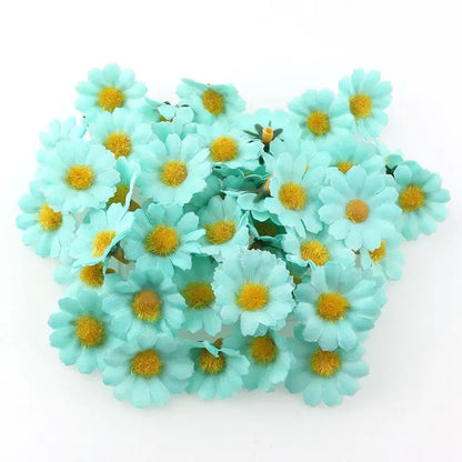 100PC/lot  2.5cm Mini Daisy Decorative Flower Artificial Silk Flowers Party Wedding Decoration Home Decor(without stem) Cheaper