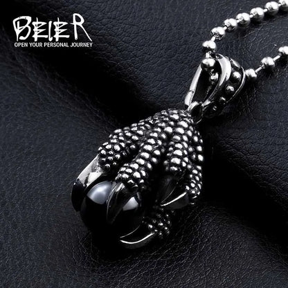 BEIER 2018 New Stainless Steel Fashion Claw Necklace Pendant With Red/Black/blue Stone fashion jewelry for man BP8-122