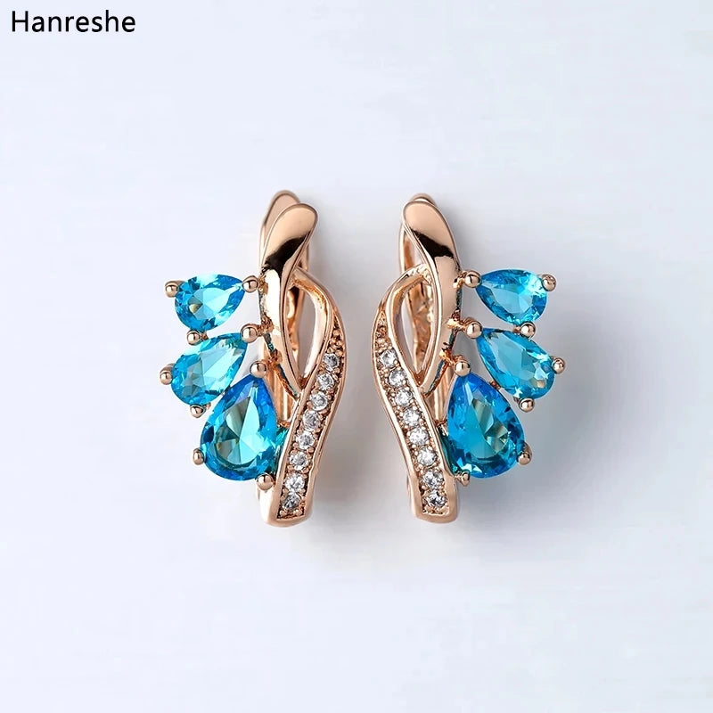 Hanreshe Crystal Stud Earrings Small Red Blue Natural Zircon  Hiphop Jewelry Party Cute Gold Color Lovers Earrings Women Gift