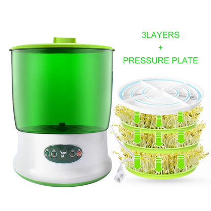 Intelligent Bean Sprouts Maker Thermostat Green Vegetable Seeds Growth Bucket Automatic Electric Sprout Buds Germinator Machine