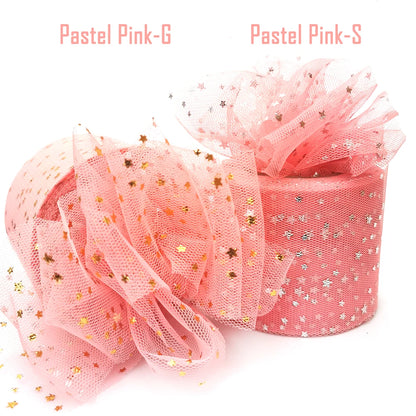 25Yards 6cm Star Tulle Confetti Glitter Mesh Baking Cake Topper Tutu Pom Bow Soft Squine Organza DIY Wedding Birthday Decoration