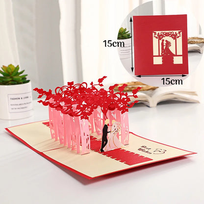 3D Pop Up Card Lovers Wedding Invitation Greeting Cards Laser Cut Valentine's Day Anniversary Couples Wife Husband Gift Postcard