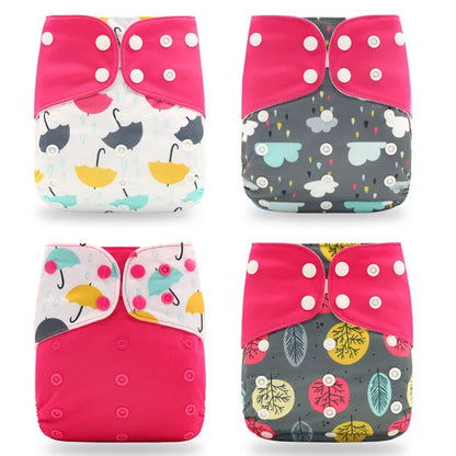 Happyflute 2023 New Fashion Style Baby Nappy 4Pcs/Set Diaper Cover Waterproof&Reusable Cloth Diaper