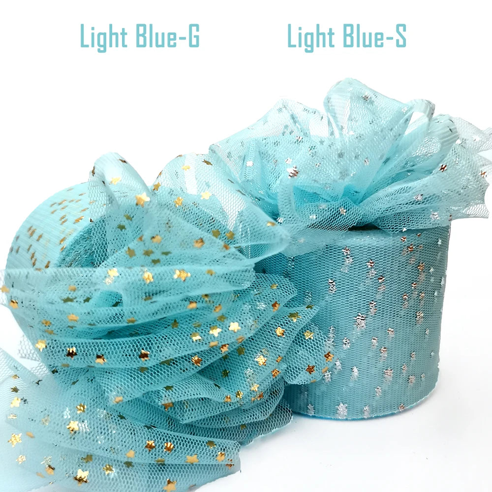 25Yards 6cm Star Tulle Confetti Glitter Mesh Baking Cake Topper Tutu Pom Bow Soft Squine Organza DIY Wedding Birthday Decoration