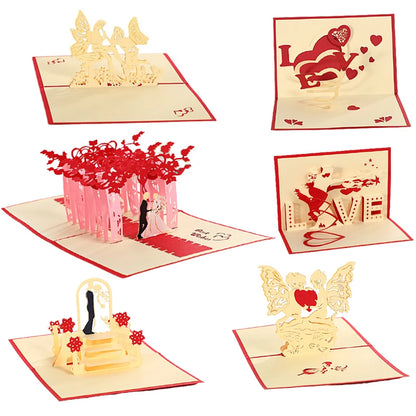 3D Pop Up Card Lovers Wedding Invitation Greeting Cards Laser Cut Valentine's Day Anniversary Couples Wife Husband Gift Postcard