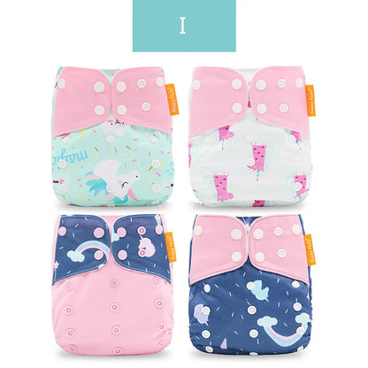 Happyflute 2023 New Fashion Style Baby Nappy 4Pcs/Set Diaper Cover Waterproof&Reusable Cloth Diaper