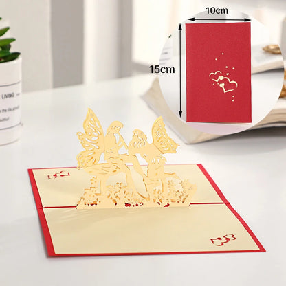 3D Pop Up Card Lovers Wedding Invitation Greeting Cards Laser Cut Valentine's Day Anniversary Couples Wife Husband Gift Postcard