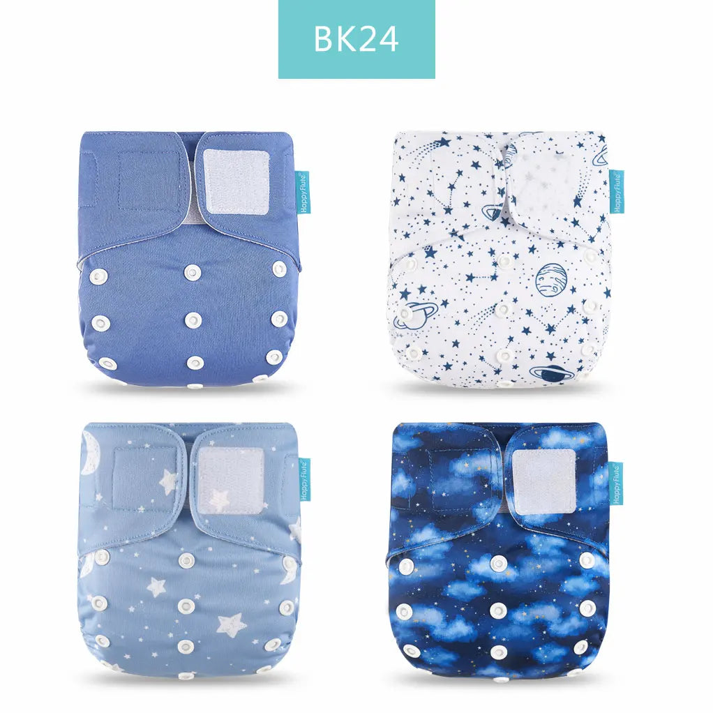 Happyflute 2023 New Fashion Style Baby Nappy 4Pcs/Set Diaper Cover Waterproof&Reusable Cloth Diaper