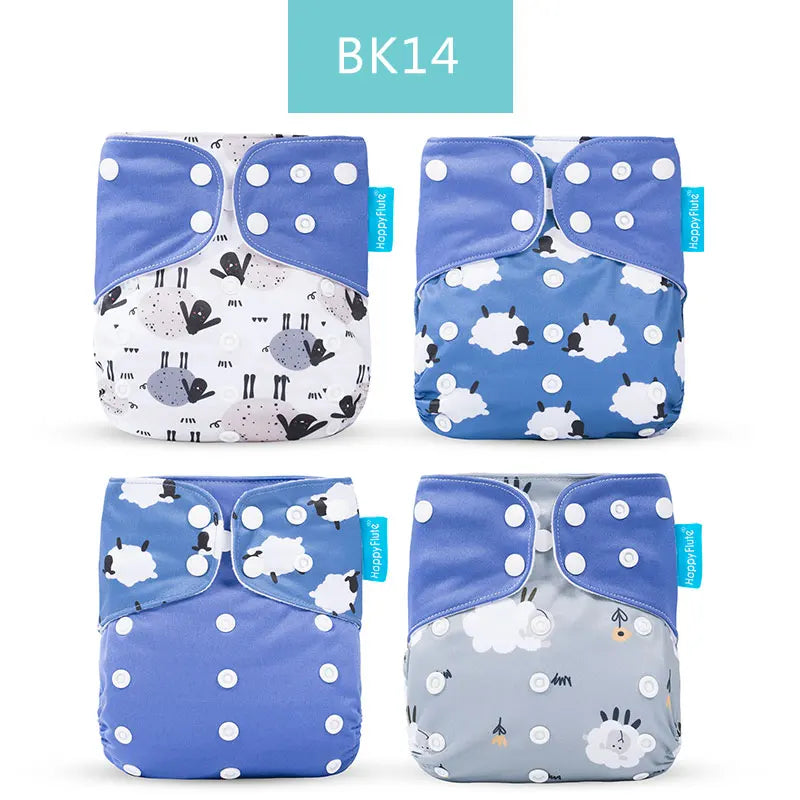 Happyflute 2023 New Fashion Style Baby Nappy 4Pcs/Set Diaper Cover Waterproof&Reusable Cloth Diaper