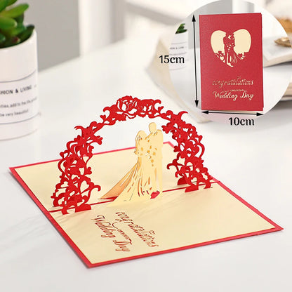 3D Pop Up Card Lovers Wedding Invitation Greeting Cards Laser Cut Valentine's Day Anniversary Couples Wife Husband Gift Postcard