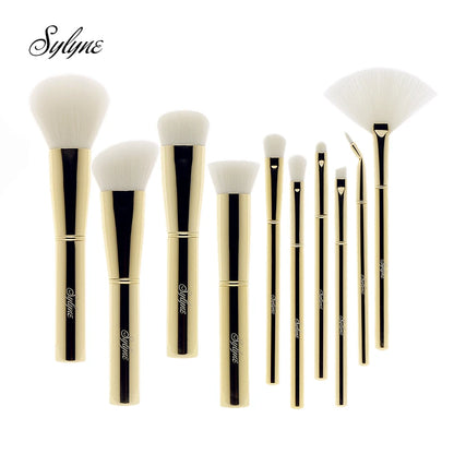 Makeup Brush Set 10Pcs Gold Powder Blush Foundation Eyebrow Make Up Brushes Kit