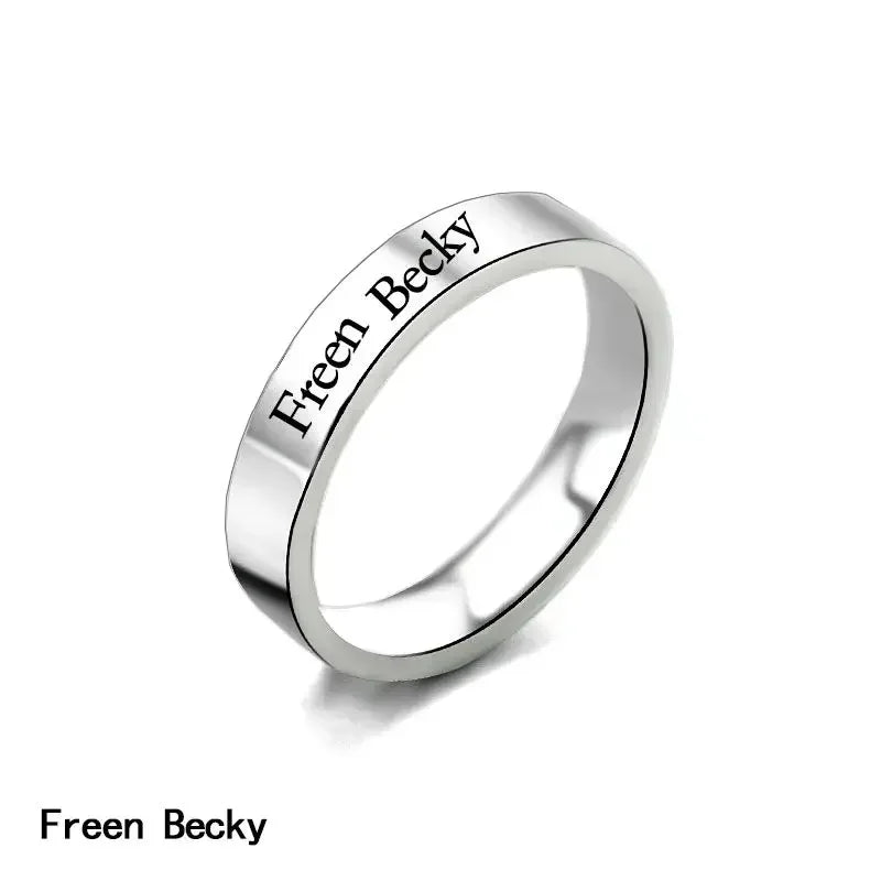 FreenBecky Same Female Leader of Thai Gap Series Signed The Same Ring with Titanium Steel Carving Lovers Ring Necklace