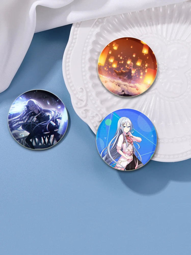 32/44/58mm Project SEKAI Anime Yoisaki Kanade Round Brooch Tinplate Badge for Clothes Backpack Jewelry Accessorie Hat Gifts