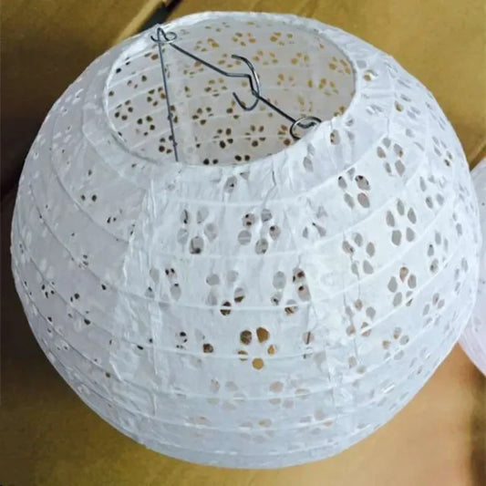 High quality 7 size White Hollow round Paper Lantern Ball Festival Supplies Chinese Paper Lantern For Wedding Party Decoration