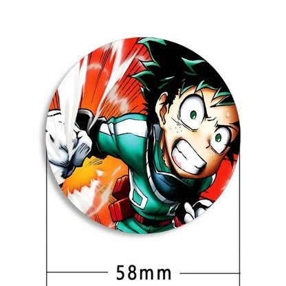 Round Anime Badge Midoriya Izuku Bakugou Katsuki Todoroki Shoto Ochaco Uraraka Cartoon Brooches Handmade Pins Accessorie Gifts