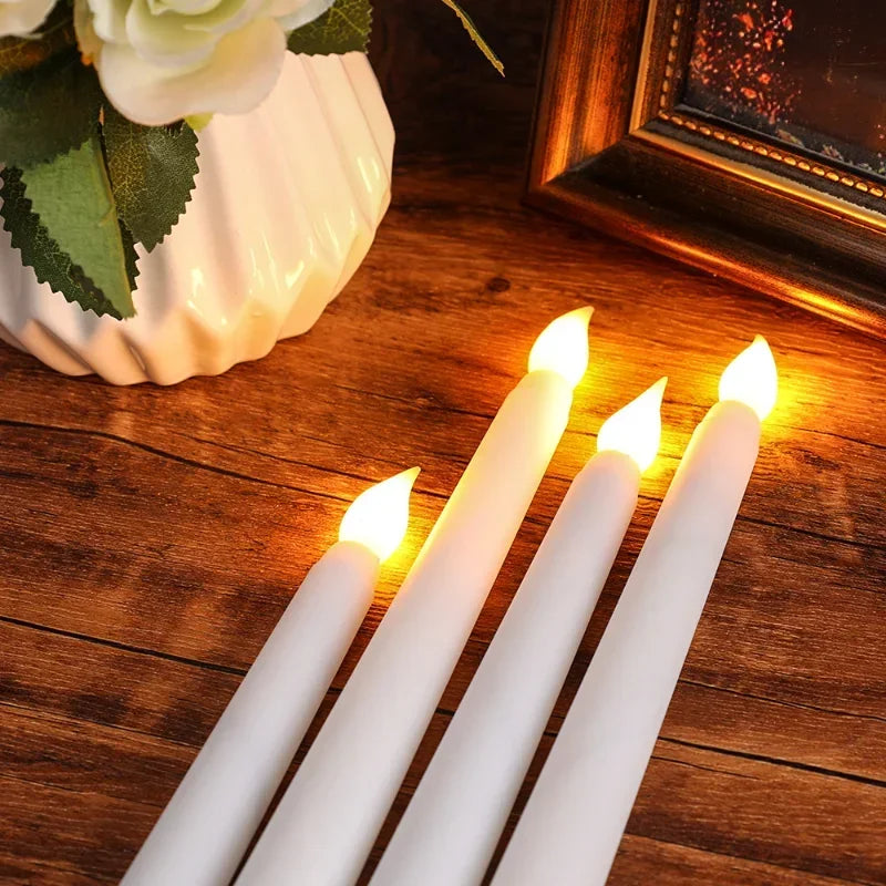 4/1PCS Long Christmas LED Candle Flameless Pointed Candle Light Battery Powered Church Flickering Candle Light Home Decoration