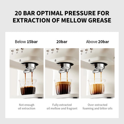 Italian Espresso Coffee Machine Stainless Steel Coffee Maker Semi-automatic  Commercial Steam Wand Milk Frother For Latte Office