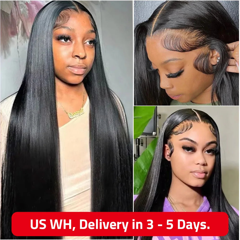 Brazilian 36 Inch Bone Straight Black 13x6 HD Lace Frontal Wigs 5x5 Glueless Lace Closure Ready To Wear Human Hair Wig 360 Full