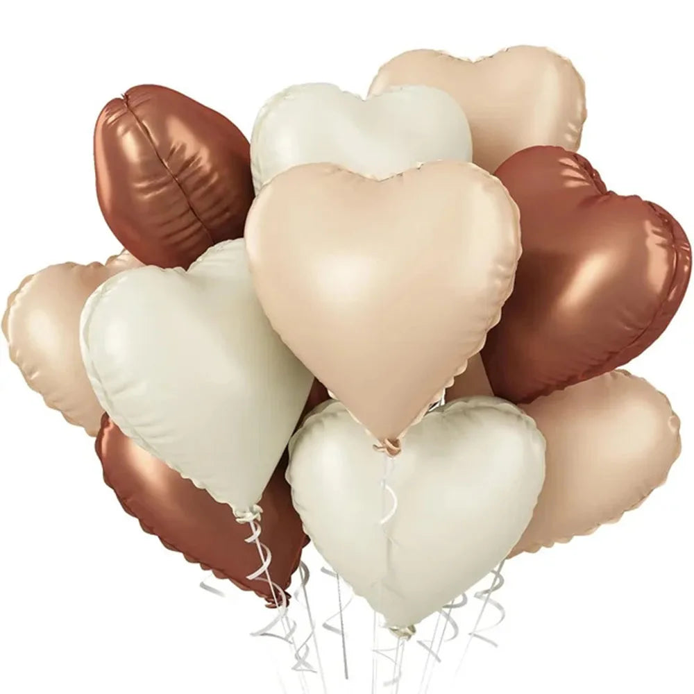 5/10pcs 18inch Heart Foil Balloons Pink Sage Green Heart Ballon for Birthday Party Valentines Day Wedding Anniversary Decoration