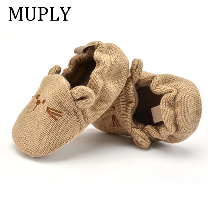 Adorable Infant Slippers Toddler Baby Boy Girl Knit Crib Shoes Cute Cartoon Anti-slip Prewalker Baby Slippers