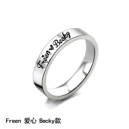 FreenBecky Same Female Leader of Thai Gap Series Signed The Same Ring with Titanium Steel Carving Lovers Ring Necklace