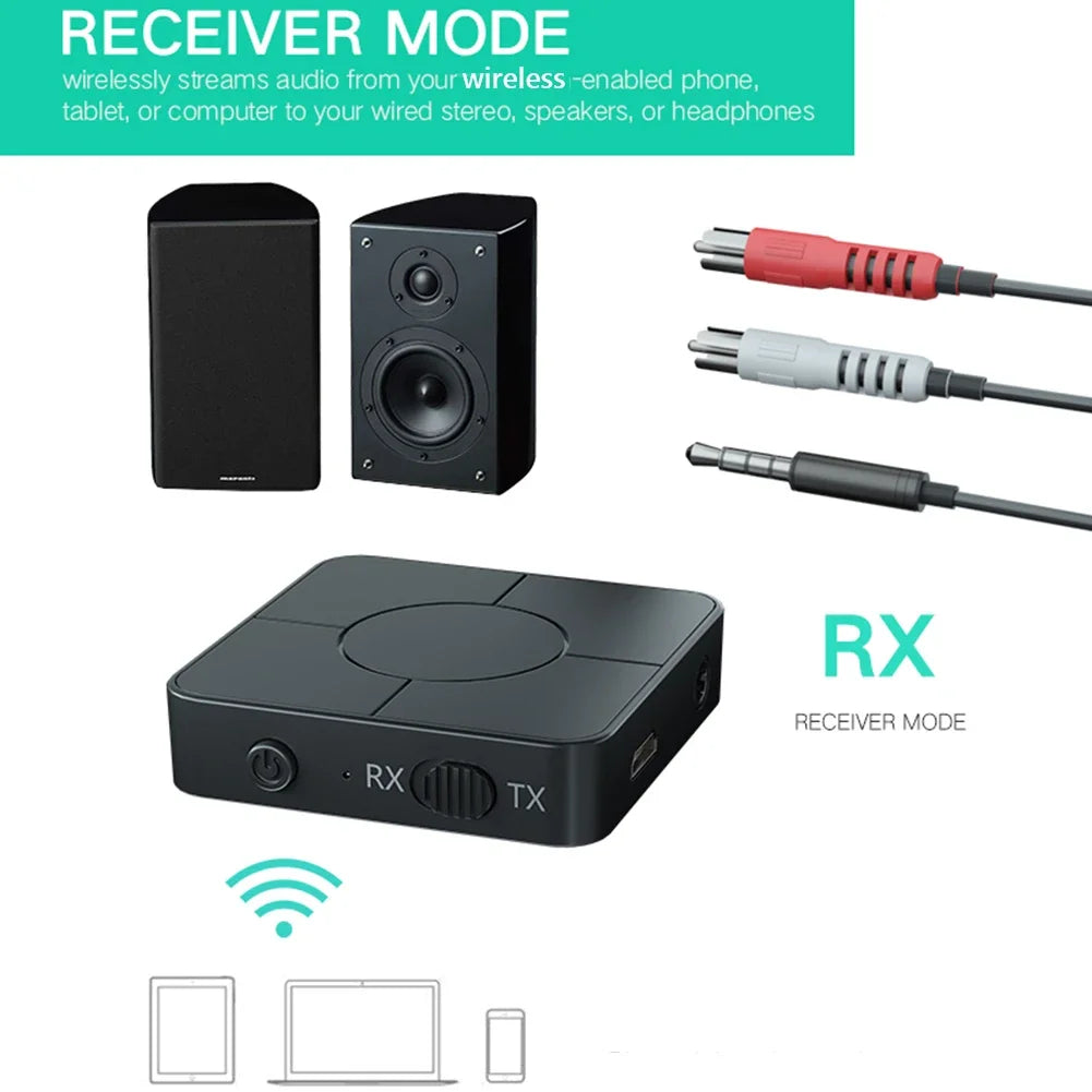 Audio Transmitter Receiver Bluetooth-compatible 5.0 RCA Wireless Music Audio Adapter with Mic for PC TV Car Intelligent System