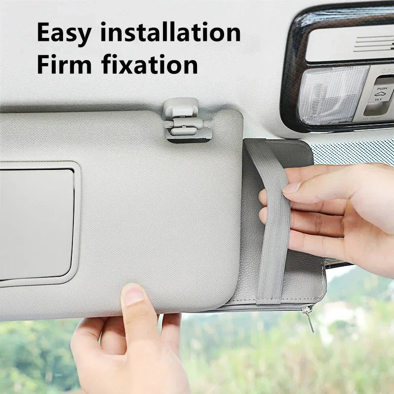 Car Sun Visor Organizer Storage Holder Styling Visor Clip Sunglasses Holder Card Ticket Pouch Organizer Accessories NEW