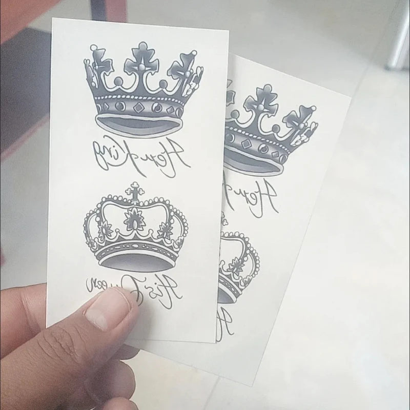 Crown Temporary Tattoo Art Couple Queen King Fake Tattoo Lasting Tatoo Sticker Lovers Arm Waterproof Sticker Tatuajes Temporales