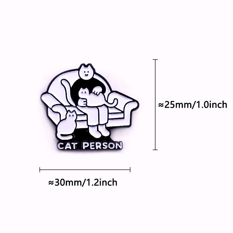 Cat Person Enamel Pin Cute Animal Badges Gift Jewelry For Cat Lovers