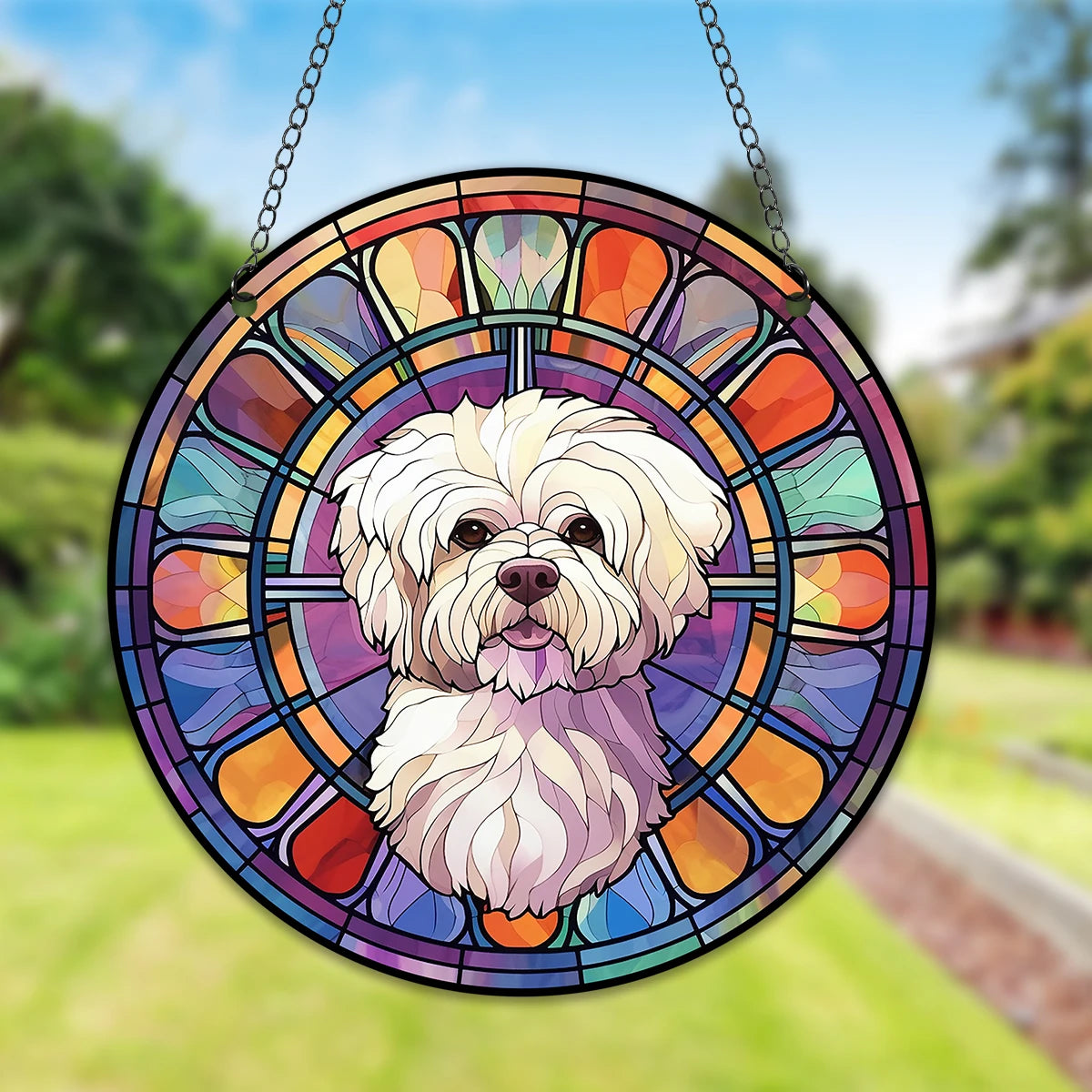 Dog Memorial Suncatcher, Pet Loss Suncatcher, Stained Light Catcher, Gifts for Dog Lovers, Dog Memorial Ornament Loss of Pet