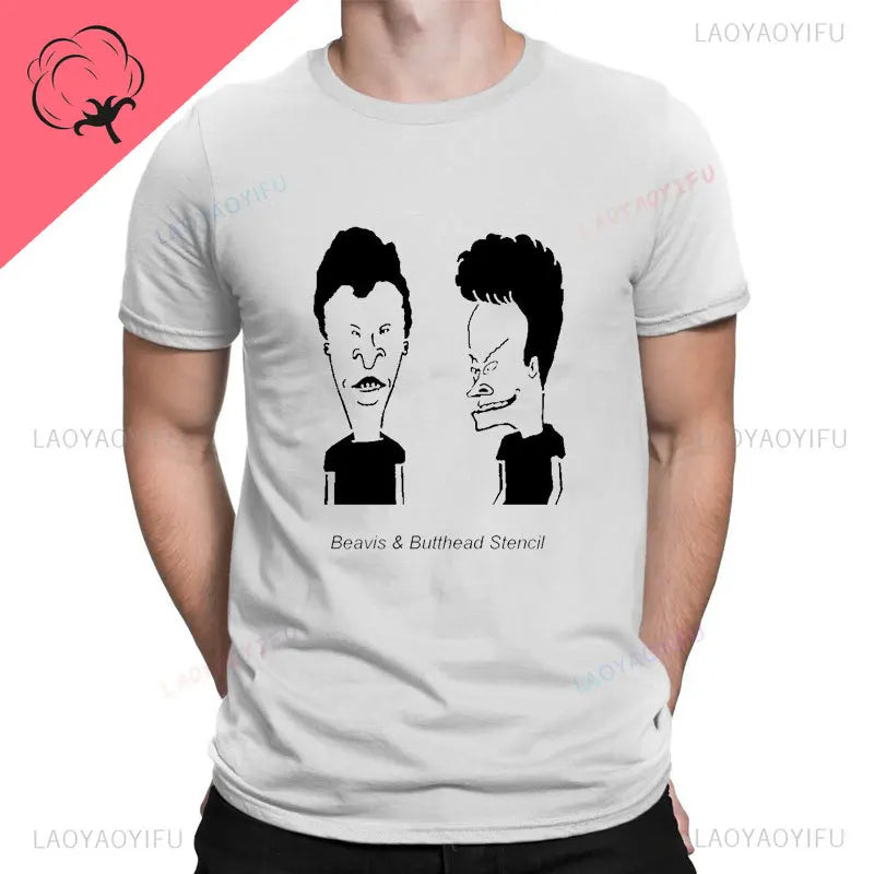 Shut Up Beavis and Butthead Print Funny Sarcastic Cartoon Men Tshirt Fashion Cotton TShirt Hip-hop Tops Male Short Sleeve Tee