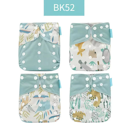 Happyflute 2023 New Fashion Style Baby Nappy 4Pcs/Set Diaper Cover Waterproof&Reusable Cloth Diaper