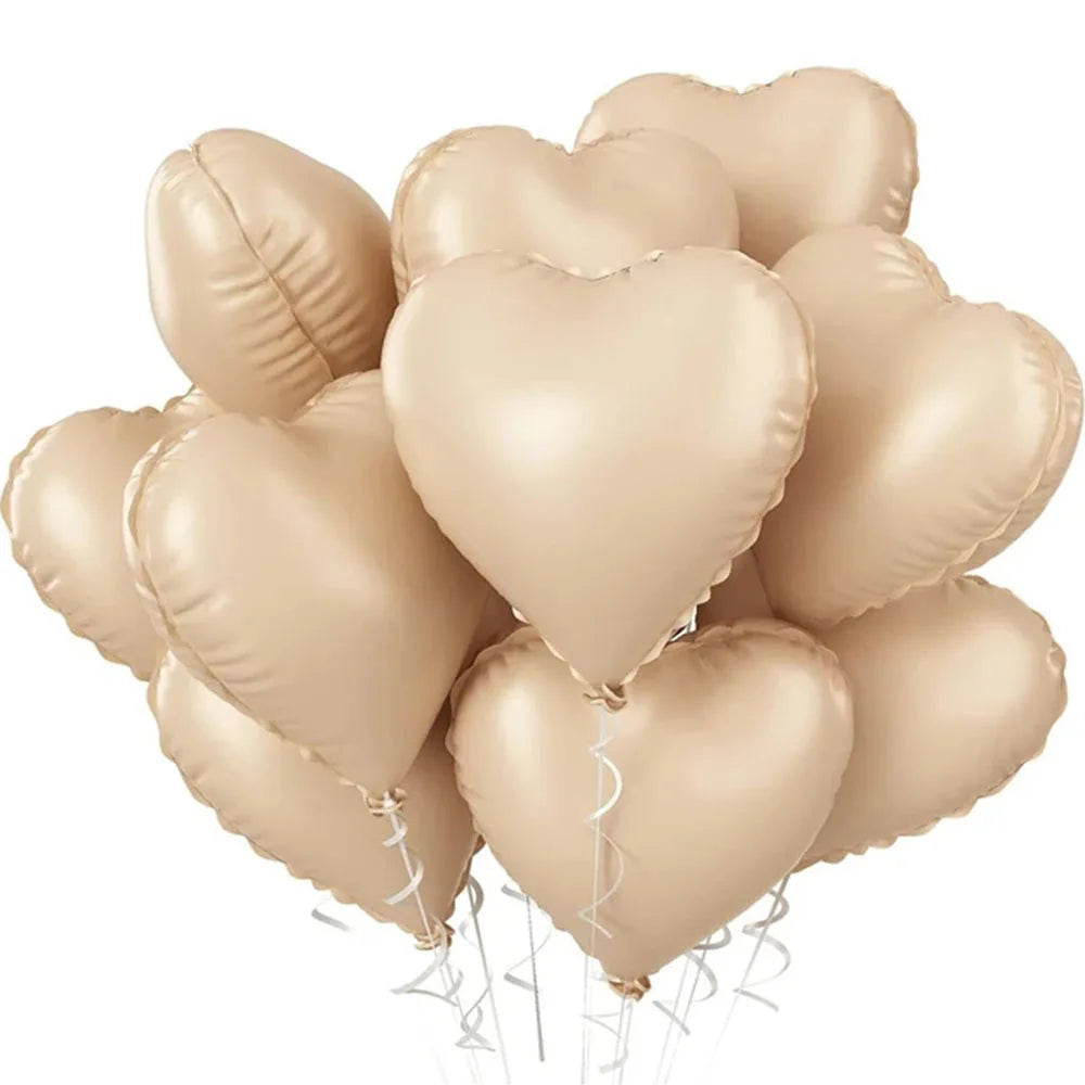 5/10pcs 18inch Heart Foil Balloons Pink Sage Green Heart Ballon for Birthday Party Valentines Day Wedding Anniversary Decoration