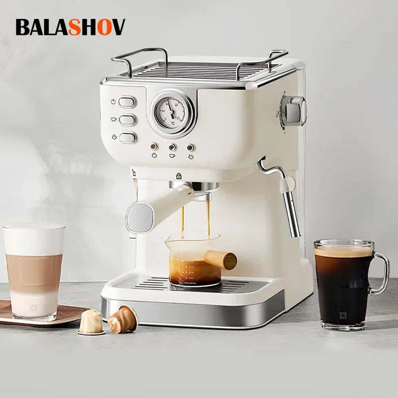 Italian Espresso Coffee Machine Stainless Steel Coffee Maker Semi-automatic  Commercial Steam Wand Milk Frother For Latte Office