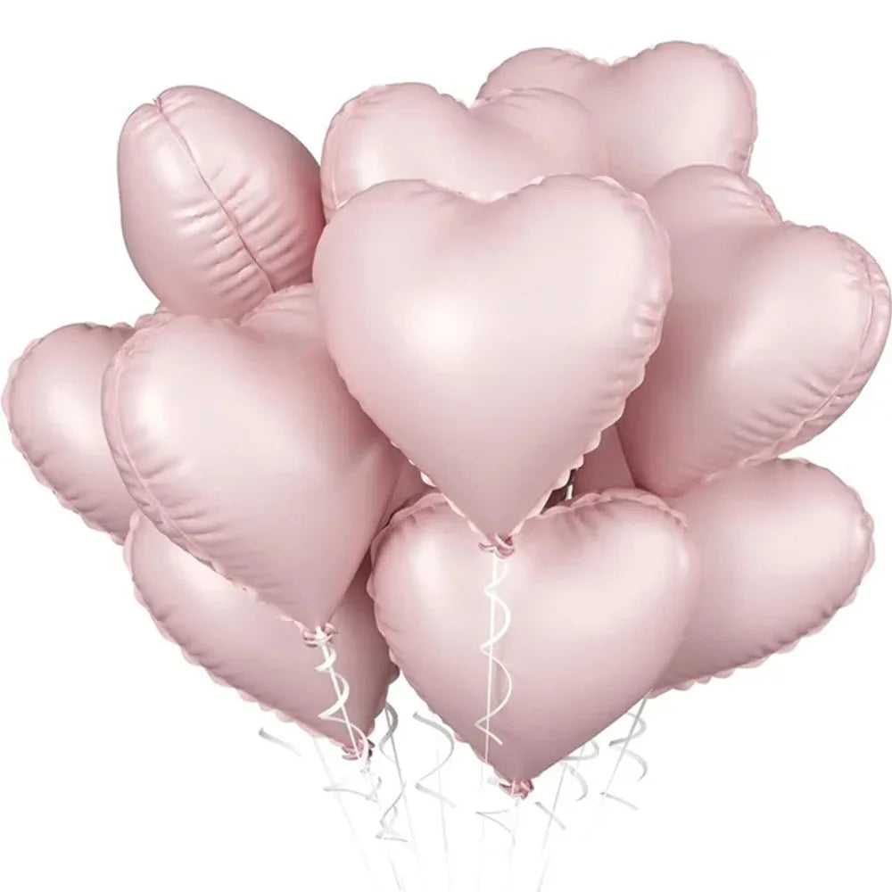 5/10pcs 18inch Heart Foil Balloons Pink Sage Green Heart Ballon for Birthday Party Valentines Day Wedding Anniversary Decoration