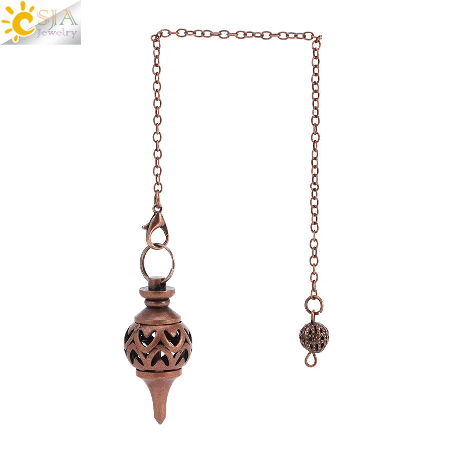 Copper Pendant Metal Pendulum for Dowsing Divination Scrying Meditation Chi Balancing Body Healing Chakra Spiritual Pendulo H202