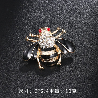 Creative Cute Insect Brooch Drip Oil Rhinestone Bee Beetle Animal Brooches Fashion Corsage Clothing Accessories Universal Pins