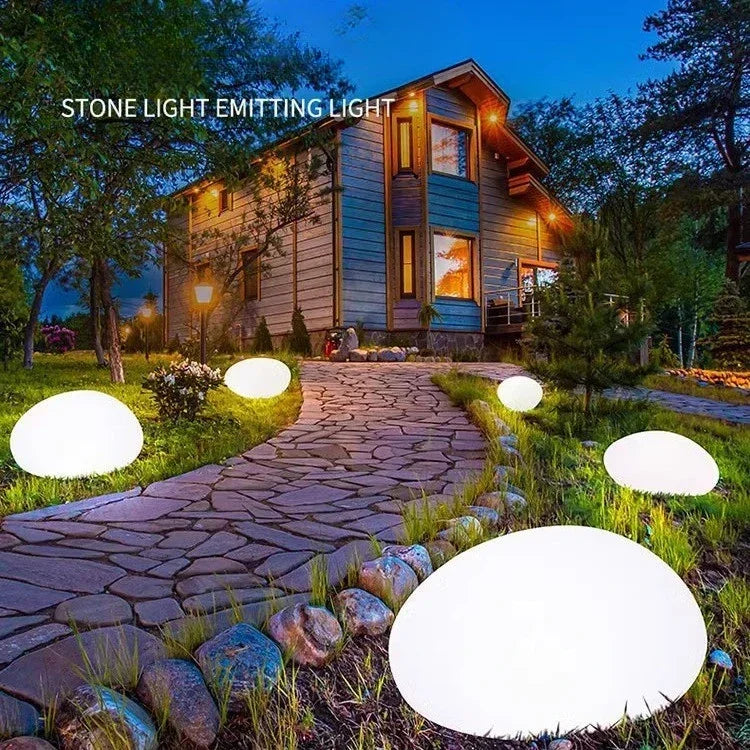 Solar Pebble Stone Lights for Outdoor Garden, Villa, Park – Decorative Landscape Lighting for Atmosphere & Ambience