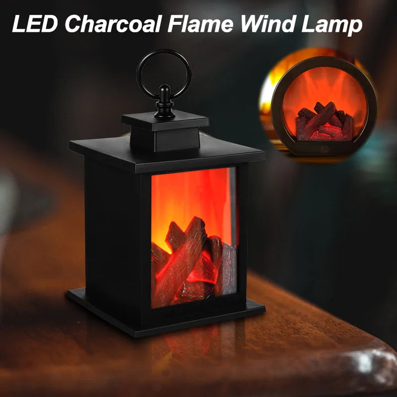 LED Fireplace Flame Lantern Lamp Dynamic Lantern Lamp Simulation Fireplace Flame Night Light Valentines Day Courtyard Home Decor