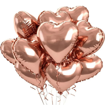 5/10pcs 18inch Heart Foil Balloons Pink Sage Green Heart Ballon for Birthday Party Valentines Day Wedding Anniversary Decoration