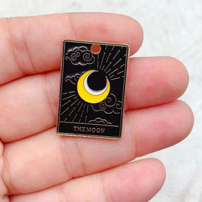 10pcs Tarot Card Charms Magical Divination Crafts  Enamel  Board Sun Moon And Lovers Jewelry DIY Accessories