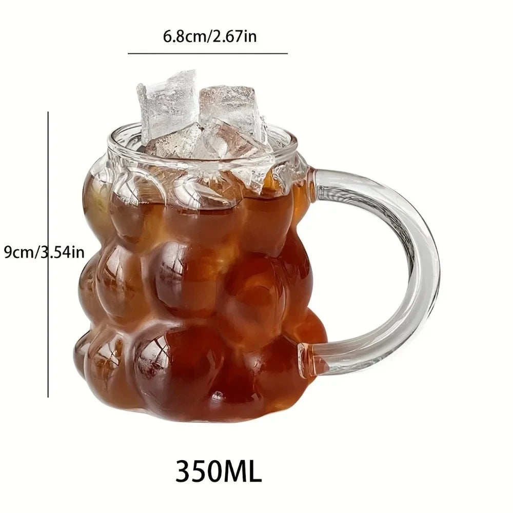 1pc 350ml Grapes Glass Coffee Mug Stylish Design Heat Resistant Drinking Glass for Home Office Latte Cup Summer Drinkware Gifts