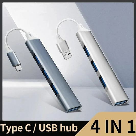 4 Port USB 3.0 Hub USB C Hub High Speed Type C Splitter 5Gbps For PC Computer Accessories Multiport HUB 4 USB 3.0 2.0 Ports