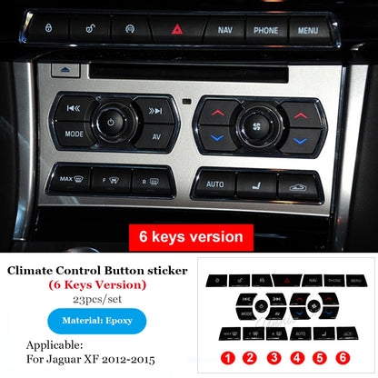 For Jaguar XF Black Button Stickers 2012 2013 2014 2015 Sticky Button Solution For Jaguar XF X250 Accessories Car Modification