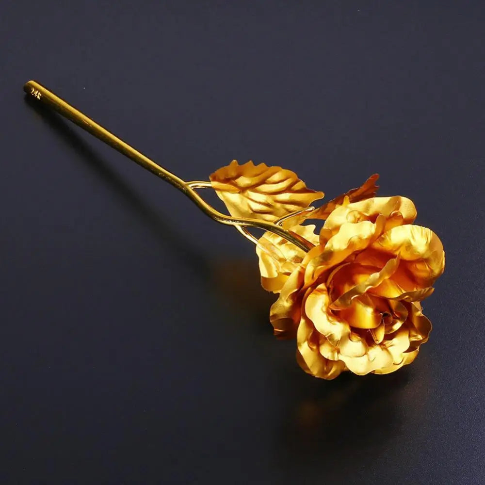 Golden Foil Artificial Rose Flower Long Stem Galaxy Rose Eternal Gold Flower Foil Artificial Roses Valentine's Day Lovers Gift