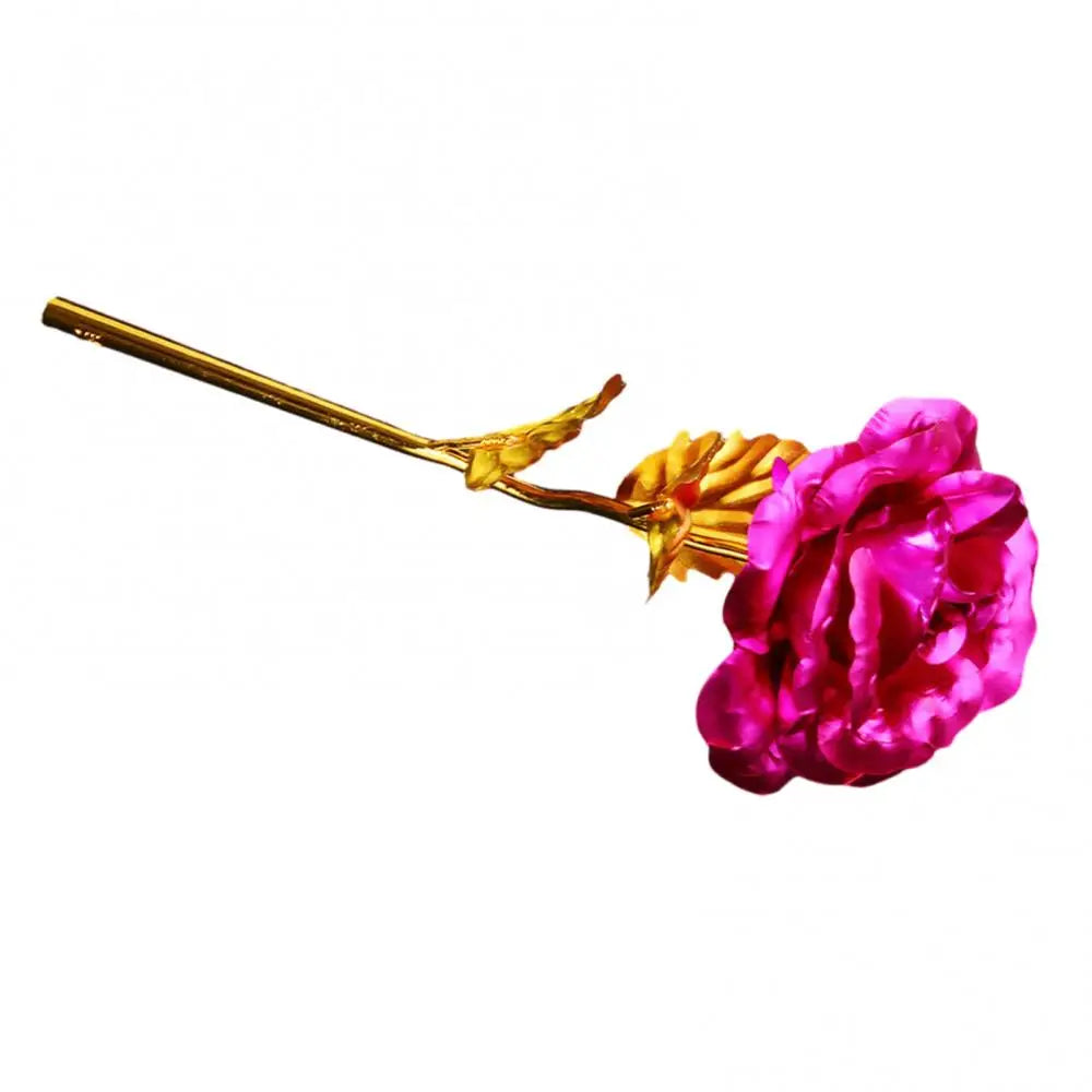 Golden Foil Artificial Rose Flower Long Stem Galaxy Rose Eternal Gold Flower Foil Artificial Roses Valentine's Day Lovers Gift