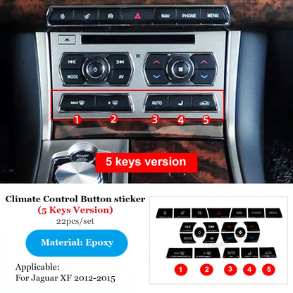 For Jaguar XF Black Button Stickers 2012 2013 2014 2015 Sticky Button Solution For Jaguar XF X250 Accessories Car Modification