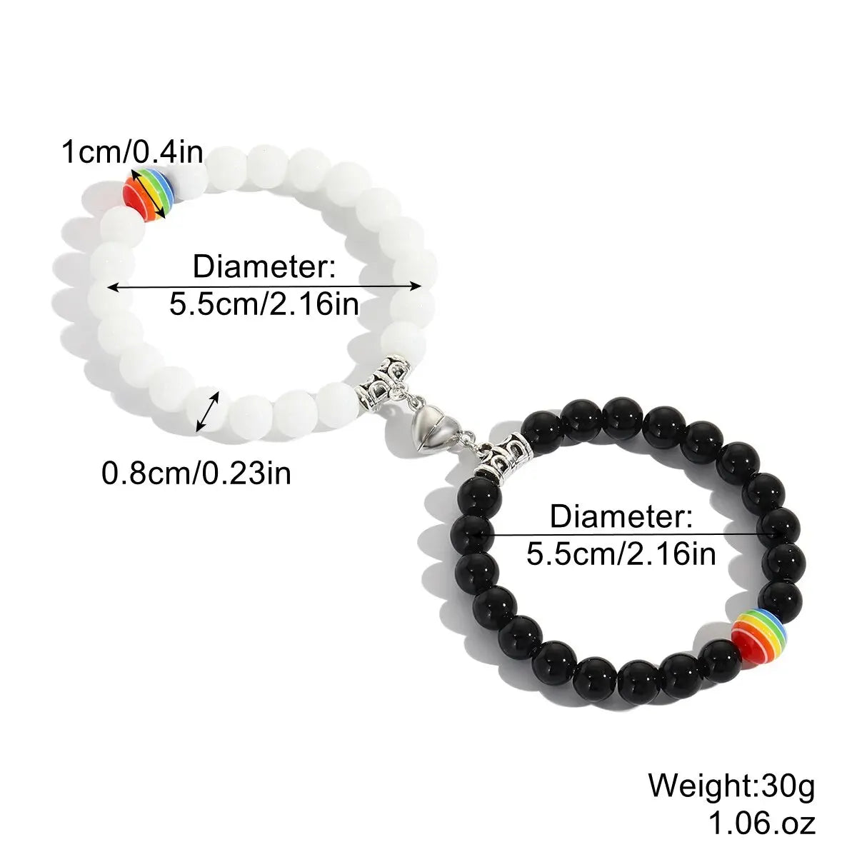 Hot Sale 2Pcs/Set Beads Bracelet For Lovers Natural Stone Distance Heart Magnet Couple Bracelets Friendship Fashion Jewelry Gift