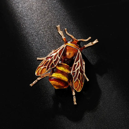 Creative Cute Insect Brooch Drip Oil Rhinestone Bee Beetle Animal Brooches Fashion Corsage Clothing Accessories Universal Pins